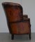 Chestnut Brown Leather Regency Porters Wingback Armchair, 1810s 13