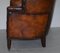 Chestnut Brown Leather Regency Porters Wingback Armchair, 1810s 19