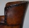 Chestnut Brown Leather Regency Porters Wingback Armchair, 1810s 20