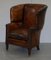 Chestnut Brown Leather Regency Porters Wingback Armchair, 1810s 3