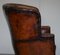 Chestnut Brown Leather Regency Porters Wingback Armchair, 1810s 15