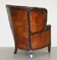 Chestnut Brown Leather Regency Porters Wingback Armchair, 1810s 16