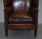 Chestnut Brown Leather Regency Porters Wingback Armchair, 1810s 9