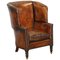 Chestnut Brown Leather Regency Porters Wingback Armchair, 1810s 1