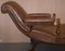 Fauteuil Inclinable Victorien en Cuir Marron, 1860s 16