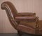 Chaise longue victoriana de cuero marrón, década de 1860, Imagen 17