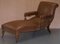 Victorian Brown Leather Recliner Chaise Lounge, 1860s 4