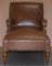 Chaise longue victoriana de cuero marrón, década de 1860, Imagen 3