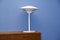 Danish Table Lamp in White with Orange Details by Jeka for Jeka Metaltryk, 1980s 1