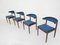 Rosewood and Velvet Dining Chairs from Topform, The Netherlands, 1950s, Set of 4 4