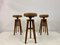 Sgabelli Mid-Century in quercia e pelle, Danimarca, set di 3, Immagine 3