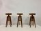 Mid-Century Danish Oak and Leather Stools, Set of 3, Image 12