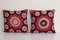 Square Red Uzbek Suzani Ethnic Cushion Covers, Set of 2 1