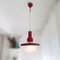 Modernist Red Metal and Glass Hanging Lamp, 1950s 8