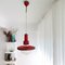 Modernist Red Metal and Glass Hanging Lamp, 1950s 6
