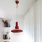 Modernist Red Metal and Glass Hanging Lamp, 1950s, Image 6