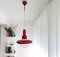 Modernist Red Metal and Glass Hanging Lamp, 1950s 9