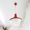 Modernist Red Metal and Glass Hanging Lamp, 1950s 4