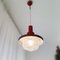 Modernist Red Metal and Glass Hanging Lamp, 1950s 5