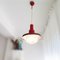Modernist Red Metal and Glass Hanging Lamp, 1950s 2