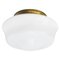 Vintage European White Opaline Glass and Brass Ceiling Lamp 3