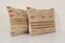 Vintage Striped Kilim Lumbar Tribal Throw Rug Cushion Covers, Set of 2 2
