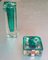 Emerald Green and Clear Glass Block Vase and Candle Holder, 1970s, Set of 2 4