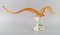 Murano Bird Sculpture in Orange and Clear Mouth Blown Art Glass 6