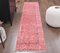 Vintage Turkish Hand-Knotted Pink Wool Oushak Runner 1