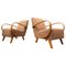 Wood and Fabric Armchairs Model 410 by Jindrich Halabala, Czech, 1940s, Set of 2 1