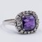 Vintage 14k White Gold Ring with Central Amethyst & Side Diamonds, Image 3