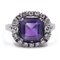 Vintage 14k White Gold Ring with Central Amethyst & Side Diamonds, Image 1