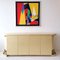 Postmodern American Cream Lacquer Sideboard with Inbuilt Brass-Trimmed Columns, Image 2