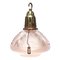 Vintage Industrial Glass & Brass Pendant Light from Holophane, France 1