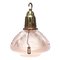 Vintage Industrial Glass & Brass Pendant Light from Holophane, France, Image 1