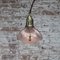 Lampada a sospensione vintage industriale in ottone e vetro di Holophane, Francia, Immagine 5