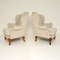 Antique Carved Walnut Wingback Armchairs, Set of 2, Image 3