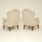 Antique Carved Walnut Wingback Armchairs, Set of 2 11