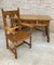 19th Century French Hand-Carved Oak Desk with Solomonic Legs and Armchair, Set of 2 1