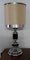 Vintage Table Lamp in Chrome & Black Oak Veneer with Fabric Shade, 1970s, Image 1