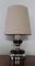 Vintage Table Lamp in Chrome Metal & Brown Ceramic with Beige Fabric Shade, 1970s, Image 1