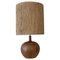 Belgian Mid-Century Modern Brown Ceramic Lamp with New Rope Lampshade, 1960s, Image 1