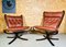 Vintage Leather Lowback and Highback Falcon Chairs by Sigurd Resell, Set of 2 1