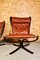 Vintage Leather Lowback and Highback Falcon Chairs by Sigurd Resell, Set of 2 8
