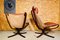 Vintage Leather Lowback and Highback Falcon Chairs by Sigurd Resell, Set of 2 6