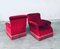 Art Deco Armchair Set in Bordeaux Red Striped Velvet, Belgium, 1940s, Set of 2, Image 10