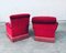 Art Deco Armchair Set in Bordeaux Red Striped Velvet, Belgium, 1940s, Set of 2 9