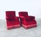 Art Deco Armchair Set in Bordeaux Red Striped Velvet, Belgium, 1940s, Set of 2 13
