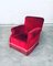 Art Deco Armchair Set in Bordeaux Red Striped Velvet, Belgium, 1940s, Set of 2, Image 4