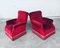 Art Deco Armchair Set in Bordeaux Red Striped Velvet, Belgium, 1940s, Set of 2 1